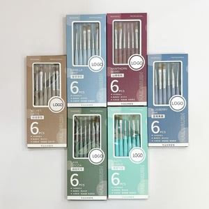 Ensemble de 6 brosses à ongles de haute qualité avec manche en bois, personnalisable, marque privée, brosse à gel UV, vente en gros directe d'usine, OEM/ODM - Product Image 1
