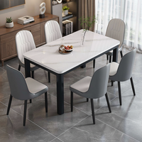 Ensemble de table à manger moderne sur mesure 4 places, table à manger en pierre frittée, chaises rembourrées, meubles pour la maison, pour usage hôtelier