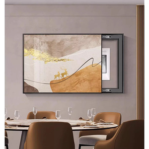 Pintura Decorativa Abstracta Moderna, Impresión en Porcelana de Cristal, Marco Rectangular Negro, Arte Mural Móvil para Caja de Distribución - Product Image 3