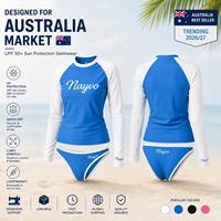 Maillot de bain une pièce personnalisé Nayvo pour femme, manches longues, protection anti-UV, pour le surf, avec bas de maillot de bain coupe shorty