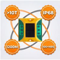 Tombol Jalan LED Tenaga Surya Perawatan Rendah, Reflektor Mata Kucing, Tahan Air IP68, Casing ABS dengan Mode Berkedip