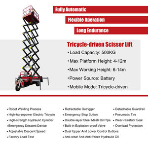 Penjualan Terbaik 8m 500kg sepeda roda tiga listrik udara bekerja <span class=keywords><strong>Platform</strong></span> hidrolik seluler gunting angkat roda tiga mendorong gunting angkat untuk dijual - Product Image 3