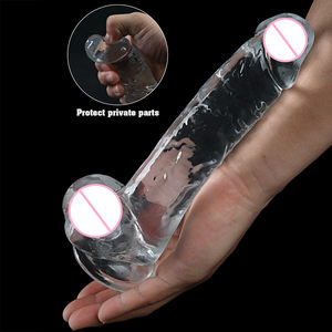 Heldere transparante realistische dildo met sterke zuignap, kristallen siliconen penis, handsfree seksspeeltje voor vrouwen, mannen en koppels - Product Image 6