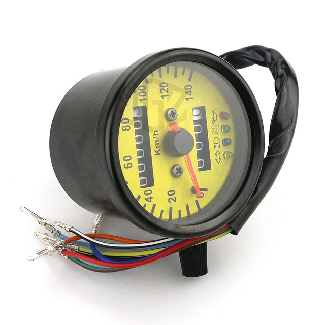 Universal 12V Motorcycle Speedometer Odometer Gauge Dual Speed Meter LED Indicator Light ATV Pit Dirt Bike Scooter Tachometer