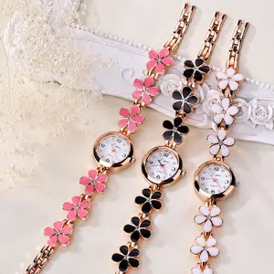 Daisy Gold Plated Paper Clip Chain Earrings Necklace Bracelet Hand Watch for Women