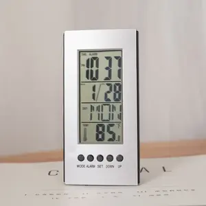 Jam kalender atom nirkabel, kalender atom 12/24 jam dengan layar LCD pengukur temperatur