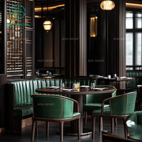 Luxe haut de gamme rond demi-cercle en cuir incurvé hôtel café restaurant Table chaise ensembles stand sièges meubles stand