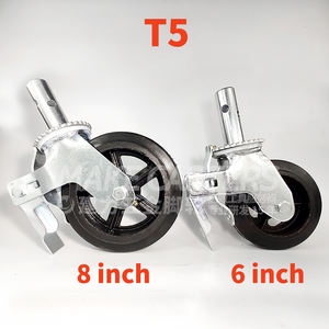 Jianli Andaime Rodízios Rodas com Freio 360 Graus Placa superior Giratória Heavy Duty Iron Core Rodízio De Borracha Preto 6 polegada 8 polegada - Product Image 5