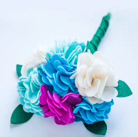 Buket Bunga Wol Felt Buatan Tangan Grosir Kustom Buket Pengantin Felt Buatan untuk Dekorasi Pernikahan