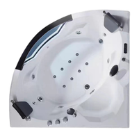 59 pouces. Baignoire d'angle en acrylique moderne de luxe pour 2 personnes avec hydromassage, spa portable, 6 jets et drain