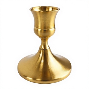 Support de bougie pour décoration intérieure, bougie conique en métal |   Support de bougie de table vintage doré, base antidérapante, résistant à la chaleur - Product Image 2