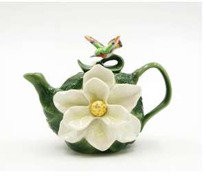 Tetera personalizada de porcelana Magnolia Flower con <span class=keywords><strong>colibrí</strong></span> 4 5/8 "H - Product Image 1