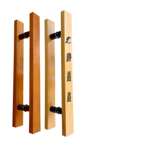 Poignée de porte en verre, simple, avec cadre en bois massif, coulissante, style américain moderne - Product Image 1