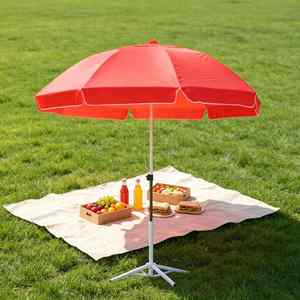 Sombrilla de Patio de 130 cm de Radio, Varillas Doblemente Reforzadas, Ventilación, Protección UV, Sombrilla para Exteriores - Product Image 1
