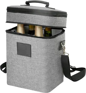 4 botella de vino impermeable y a prueba de fugas vino bolsa extensible con cremallera y acolchada para el hombro