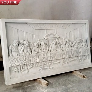 Sculpture en <span class=keywords><strong>bas</strong></span>-<span class=keywords><strong>relief</strong></span> de la Cène sculptée à la main dans le marbre YOUFINE, art mural religieux pour église et chapelle - Product Image 2
