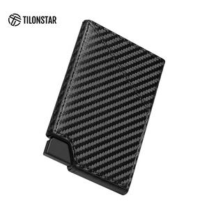 TILONSTAR TVC501 Porte-cartes de crédit fin en aluminium et fibre de carbone Porte-cartes d'identité d'affaires Porte-monnaie en cuir - Product Image 4