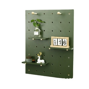 Étagère murale en bois vert émeraude avec panneaux perforés et étagères, organisateur de rangement multifonctionnel pour chambre et bureau - Product Image 5
