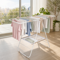 Séchoir à linge autoportant pliable en métal antirouille Dreamland avec étagère en maille, gain de place, en stock