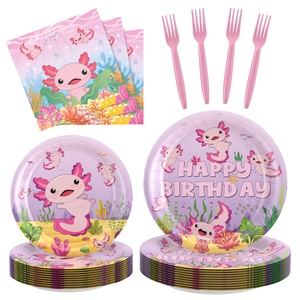 Modern Cartoon Salamander Baby Tableware Set Eco-friendly Disposable Christmas Cross-Border Spot Birthday Party Supplies - Product Image 6