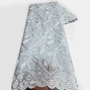 NI.AI Branco Design Suíço Voile Lace Tecido Africano Bordado Algodão Tecidos Nigeriano Lace para Vestido De Noiva LY3530