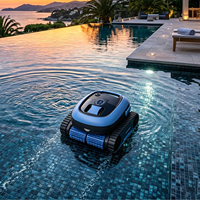 Pembersih Kolam Renang Robotik Cerdas Tanpa Kabel Portabel Anti-Selip ABS Robot Kolam Renang Pembersih Semua Permukaan Lantai Dinding Garis Air