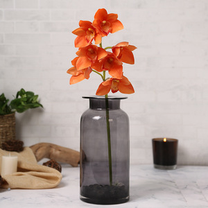 Stelo di Orchidea Cymbidium Artificiale all'Ingrosso, Orchidea Simulata, Bianco <span class=keywords><strong>Rosa</strong></span> Arancione Verde, Fiore Decorativo per Interni e Hotel - Product Image 3