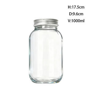 Bocaux en verre ronds Mason 750 ml 1000 ml 25 oz 32 oz vides pour caviar, cornichons, confiture, miel, <span class=keywords><strong>conserve</strong></span> alimentaire avec couvercle en métal - Product Image 5