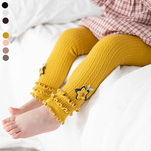 Leggings Térmicos para Niños de 8 Colores, Pantalones Cálidos de Algodón Orgánico para Niñas Pequeñas, Leggings de Bebé con Bonitos Detalles Acanalados - Product Image 4