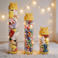 Tube de rangement pliable transparent jaune amusant en forme de tête de cheval, grande capacité, avec roulettes, pour jouets, chambre et salon, vente en gros