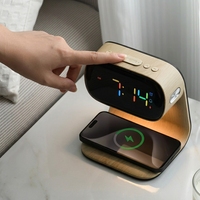 Chargeur sans fil 15W, lampe de chevet contemporaine en ABS avec LED blanc chaud, contrôle tactile, intensité réglable, pour chambre à coucher, hôtel