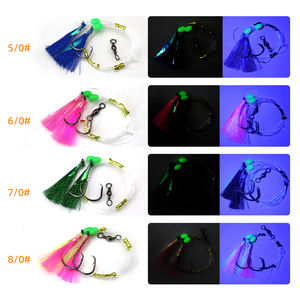 5/0 ~ 8/0 aparejo de pesca en el mar cebo de piel de pez aparejos Sabiki 2 uds anzuelos circulares con barril giratorio rosa amarillo verde rojo azul - Product Image 6