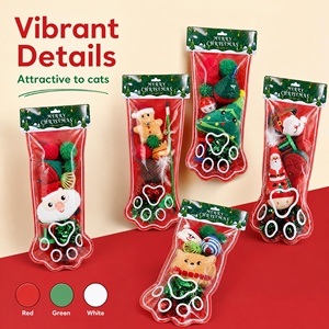 Nouvel ensemble de jouets pour chat de Noël d'<span class=keywords><strong>Amazon</strong></span>, jouets en peluche pour chat anti-ennui et auto-entretenants, motif Père Noël, matériau polyester - Product Image 4