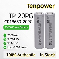 18650 Tenpower Lithium Battery 2000mAh 10C ICR18650 20PG 3.7V Rechargeable Battery for Power Tool Electric Drill Vacuum Cleaner