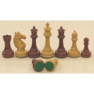 Piezas de ajedrez ABS de plástico triple ponderado de grano de madera estilo Caballero templario de 3,75 pulgadas King Tall (34 unids/set) - Product Image 1