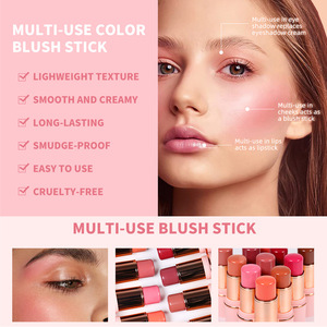 Vente en gros de bâtons de blush en tube rose, noir, blanc, 11 couleurs, haute pigmentation, légers, longue tenue, marque privée - Product Image 5