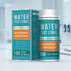 Tiras Reactivas Profesionales QAC de <span class=keywords><strong>Amonio</strong></span> Cuaternario para Análisis de Agua, Calidad del Agua Potable, Desinfectantes para Piscinas, OEM, 100 Tiras - Product Image 1