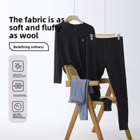 Ensemble de sous-vêtements thermiques pour homme automne/hiver, en velours allemand, doublé de polaire, épaissi, 2 pièces en fibre de viscose, comprenant un haut à manches longues