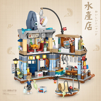 Jouet éducatif pour enfants, mini-vue sur la rue, restaurant, boutique de takoyaki, glaces, blocs de construction, maison pliable DIY faite à la main