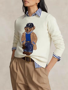 <span class=keywords><strong>Pull</strong></span> pour femme élégant et polyvalent, <span class=keywords><strong>à</strong></span> la mode, en laine flottante, avec broderie d'ours rétro classique, vente chaude - Product Image 3