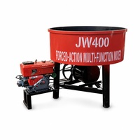 Malaxeur à ciment diesel vertical JW400 de 400 L à bouche plate avec moteur et commande manuelle à action forcée