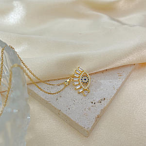 Nuova Collana Moda 2023 con Ciondolo a Goccia Occhio <span class=keywords><strong>del</strong></span> Diavolo in Zirconi, Catena a Corda in Acciaio Inossidabile Placcato Oro 18K per Donne - Product Image 2