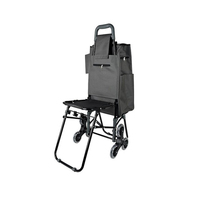 Chariot de courses pliable multifonctionnel léger en acier pour la maison, avec 6 roues et siège