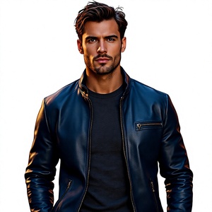 Meilleur prix, veste d'hiver en cuir de vache personnalisée pour homme, logo sur le devant, écologique, coupe-vent, légère, respirante, fabriquée au Pakistan - Product Image 5