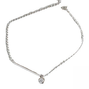 Joyería elegante de gama alta, <span class=keywords><strong>tobillera</strong></span> <span class=keywords><strong>con</strong></span> abalorio de barra larga Simple geométrica de Plata de Ley 925 para mujer <span class=keywords><strong>con</strong></span> piedra de circón - Product Image 1