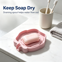 Porte-savon en silicone en forme de rose, drainable, antidérapant, avec bec de drainage pour salle de bain et cuisine