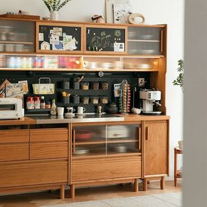 Nordic Style <b>Sideboard</b> Cherry Wood Modern <b>Kitchen</b> Storage Cabinet Base Cabinets Integrated Wall Cabinet - Product Image 4