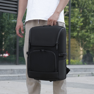Laptop <b>Backpack</b> For <b>Men</b> 16 Inch Computer Capacity <b>Black</b> Solid Color Casual Travel Commuting <b>Backpack</b> - Product Image 2
