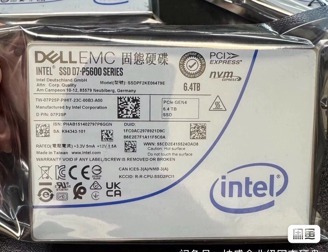 Intel D7-P5600 6.4TB U.2 NVMe SSD PCIe 4.0 2.5 Inch Internal Metal Enterprise Hard Drive for PowerEdge Server