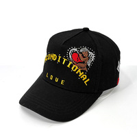 Casquette de baseball vintage sportive brodée « Amour Inconditionnel » pour hommes et femmes, noire, avec strass, motif cœur de chérubin, fermeture snapback, respirante